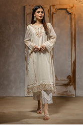 DA-1693 OFF-WHITE EMBROIDERED KURTA